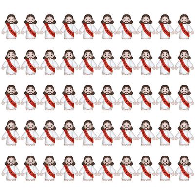 50PCS Little Jesus Figures  Rubber Mini Jesus Figurines in Bulk Christian Doll Tiny Statues Jesus Loves You Figures for Hide and Seek Easter Egg Fillers Egg Hunt Religious Party Favors (Red)