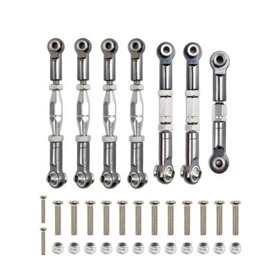 Models Upgrades Parts For Wltoys 144001 144002 144010 124007 124016 124017 124019 Metal Front Rear Tie Linkage Servo Link Rod Set RC Car Upgrade Parts(Grey)