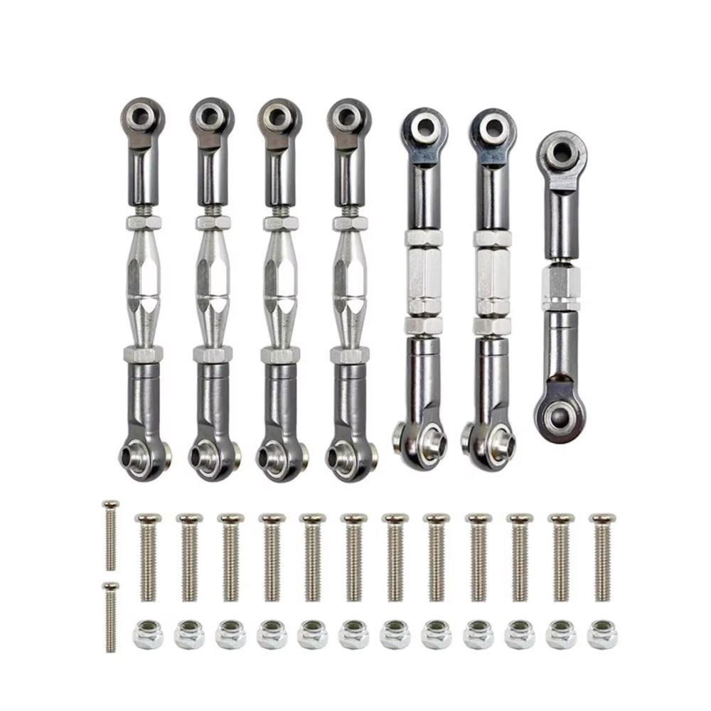Models Upgrades Parts For Wltoys 144001 144002 144010 124007 124016 124017 124019 Metal Front Rear Tie Linkage Servo Link Rod Set RC Car Upgrade Parts(Grey)