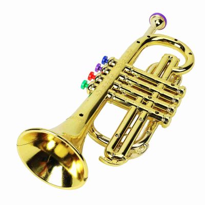Acouto Trumpet Toy for Kids - Colorful Beginner Musical Instrument with Cymbals & Design, for Learning and Entertainment