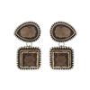 4.2 * 2.8cm Baroque Alloy Geometric Inlaid Glass Pendant With Retro Earrings For Women,white,4.2 * 2.8cm view 2