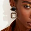 4.2 * 2.8cm Baroque Alloy Geometric Inlaid Glass Pendant With Retro Earrings For Women,white,4.2 * 2.8cm view 3