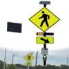 Flashing Pedestrian Crossing Sign, Weatherproof Aluminum Traffic Warning Sign for Urban Roads Schools - Solar-Powered Crosswalk Alert for Outdoor Safety(Medium) view 1