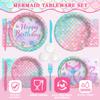 202 Pcs Mermaid Birthday Party Decorations (Serves 24), Mermaid Party Supplies Include Banner Hanging Plates Napkins Cups Forks Knifes Tablecloth Topper Balloons and Sash for Baby Shower view 4