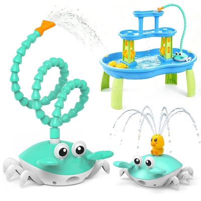 Water Table Pump, 5400mAh Rechargeable Crab Water Pump for Water Table with 3 Modes Sprinkler, 8 Hours Non-Stop Fun Summer Outdoor Water Toys Outside Water Play Table Accessories for Kids Toddlers