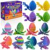 BOYLOVE 12Pcs 3D Printed Dragon with Wings and Egg Set, Cool Fidget Toy Easter Basket Stuffers for Kids, 3D Printed Animals Dinosaur Toy Set for Birthday Party Favors Gifts view 1