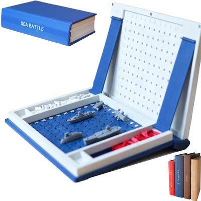 BibYuga Playbook'd Hangman, 3D Printed Magnetic Chess Set, Playbook Board Game, Hangmans Challenge Game, Portable Books Design Board Game for Adults (Sea Battle)