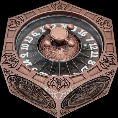 7-in-1 Mechanical Rotating Dice, All-Metal Dice Set with Gift Box, Suitable for Role-Playing (Antique Red)