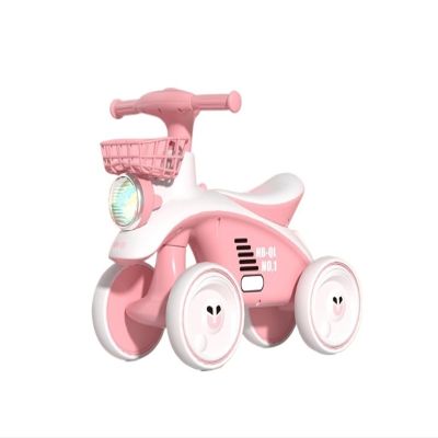 Swing Car 4 Silence Wheels Baby Balance Bike with Music No Pedal, Ride on Toys for Indoor and Outdoor(Pink)