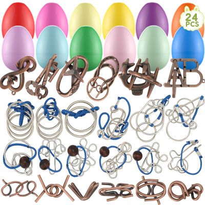 24 Pack Easter Egg Fillers with Brain Teaser Puzzles Toys, Easter Basket Stuffers for Teens, Egg Fillers for Teens Adults Kids, Puzzle Games for Party Favors, Gifts for Kids Teens Adults Boys Girls