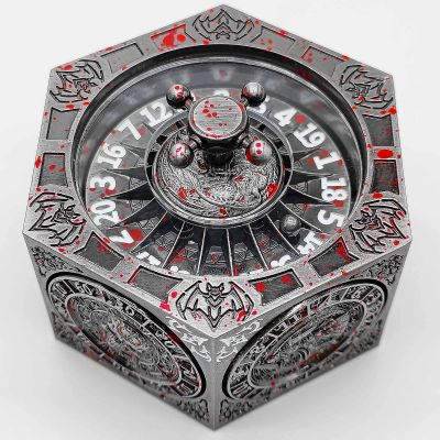 7-in-1 Mechanical Rotating Dice, Metal Dice Set, with Gift Box, Suitable for Role-Playing Games (Bloodstain Steel)