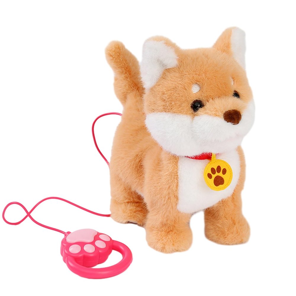 Electric Plush Dog Toy with Tongue Licking Motion Lifelike Sounds Walking Dog with Leash Repeats What You Say Simulation Stuffed Animal Toy E