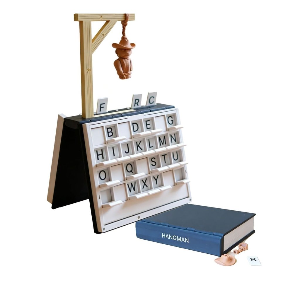 BibYuga Playbook'd Hangman, 3D Printed Magnetic Chess Set, Playbook Board Game, Hangmans Challenge Game, Portable Books Design Board Game for Adults (Hangman)