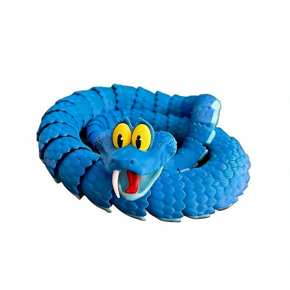 3D Printed Cartoon Blue Gary Snake Toy, Bendable Jointed Figurine  an Ideal Birthday for Boys, Girls, Cartoon Animal Lovers, and Collectors (X-Small)