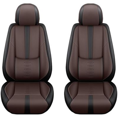 Cresater Universal Car Seat Covers Fit for Jeep Wagoneer S 2024-2025,Front Set Leather Seat Cover,Airbag Compatible Car Seat Cushions,Waterproof Seat Covers for Cars(Brown-Black)