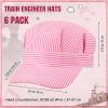 Chicingyou 6 Pack Train Conductor Hat Engineer Hats Train Favors,Pink view 2
