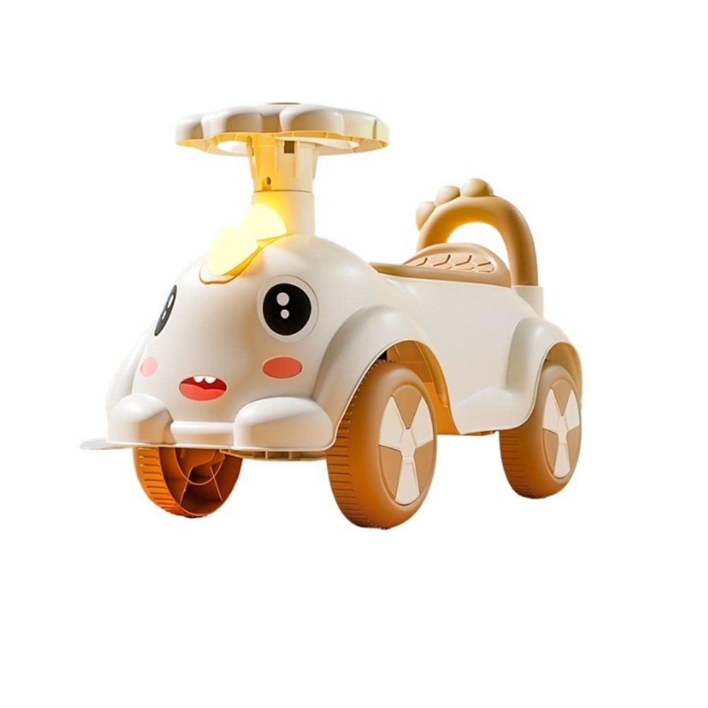 Wiggle Car 4 Wheels Ride on Push Car with Under-seat Storage Horn Music Toys for Toddlers Boys Girls(White)