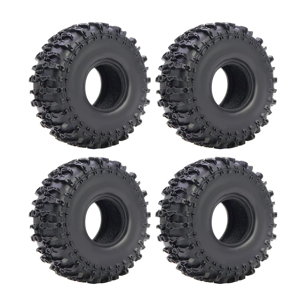 4PCS 1.0" Soft Rubber Tyres Mud Terrain Wheel Tires 58x24mm 63x24mm for 1/18 TRX4M 1/24 Axial SCX24 Bronco Fcx24 RC Crawler Upgrade Part (A 63x24mm)