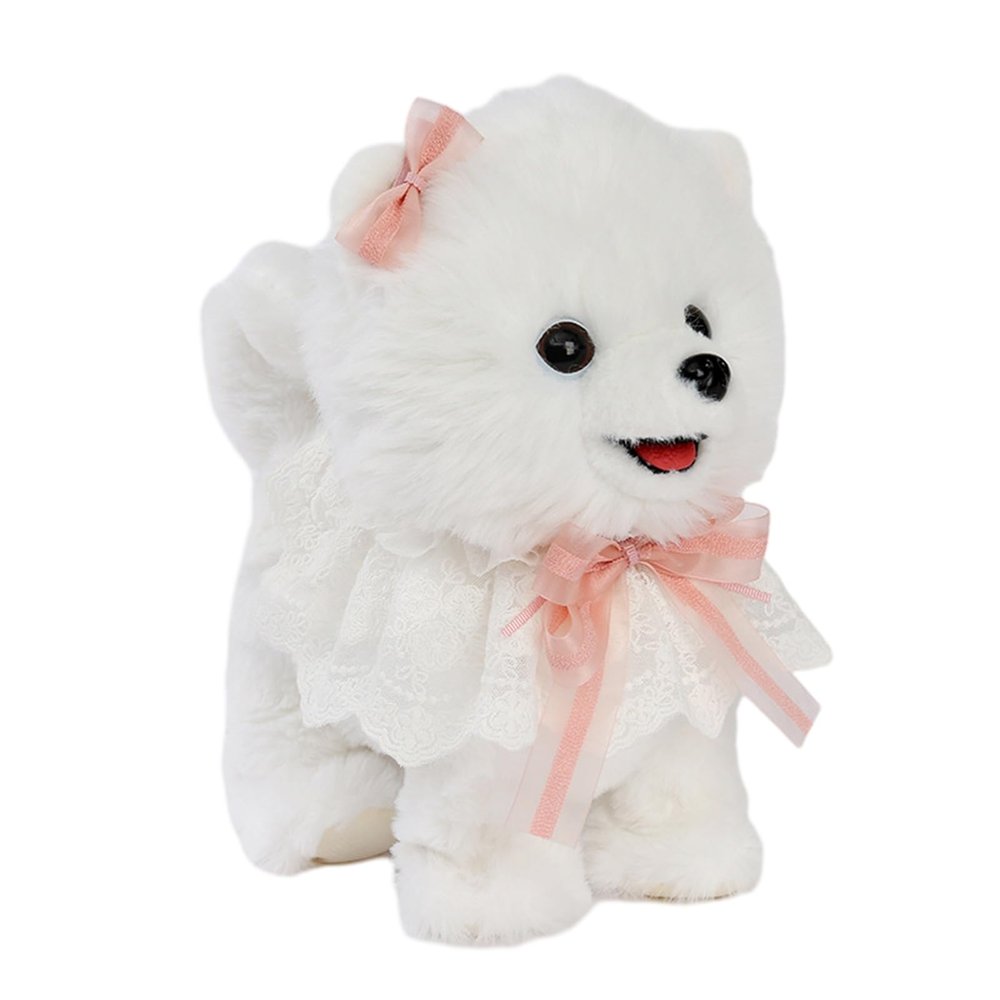 Electric Plush Dog Toy with Tongue Licking Motion Lifelike Sounds Walking Dog with Leash Repeats What You Say Simulation Stuffed Animal Toy B