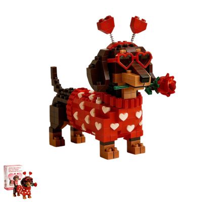 2026 Valentines Day Exclusive Dachshund Brick Set - Adorable Buildable Dog Model with Heart-Shaped Design, Cute Dog Building Blocks Toy, Ideal Gift for Valentine's Day, Fun DIY Building Toy (1PC)