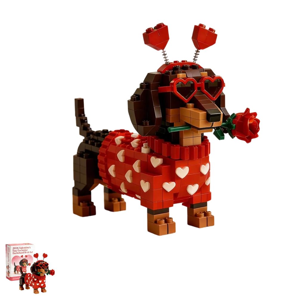2026 Valentines Day Exclusive Dachshund Brick Set - Adorable Buildable Dog Model with Heart-Shaped Design, Cute Dog Building Blocks Toy, Ideal Gift for Valentine's Day, Fun DIY Building Toy (1PC)