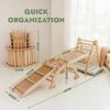 5-in-1 Indoor Climbing Frame for Toddlers - Wooden Triangle, Arch & Climbing Ramp & Net & Cushion, Montessori Climbing Frame, Kids Wooden Gym, Foldable Climbing Toys for Kids 1-5 Age (Green Pillow) view 2