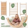 5-in-1 Indoor Climbing Frame for Toddlers - Wooden Triangle, Arch & Climbing Ramp & Net & Cushion, Montessori Climbing Frame, Kids Wooden Gym, Foldable Climbing Toys for Kids 1-5 Age (Green Pillow) view 3