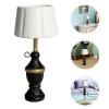 Abaodam Miniature Dollhouse Lamp 1:12 Scale White Wooden Table Light for Doll House Accessories, Small Retro Desk Lamps for Tiny Home Room Decor Photo Props view 3