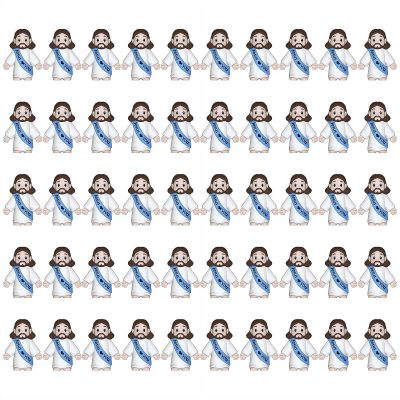 50PCS Little Jesus Figures  Rubber Mini Jesus Figurines in Bulk Christian Doll Tiny Statues Jesus Loves You Figures for Hide and Seek Easter Egg Fillers Egg Hunt Religious Party Favors (Blue)