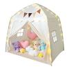 AMTPM Large Kids Play Tent, Indoor/Outdoor Children's Fort with Flags & Globe String Lights, Spacious Toddler Playhouse (61.8x38.6x58.2inch) for 3-12 Year Olds view 1