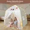 AMTPM Large Kids Play Tent, Indoor/Outdoor Children's Fort with Flags & Globe String Lights, Spacious Toddler Playhouse (61.8x38.6x58.2inch) for 3-12 Year Olds view 4