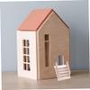 1:12 Scale Unpainted Wood Dollhouse Staircase Mini Stairs with Handrail for Fairy Garden Scene view 3