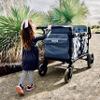 Keenz MOOV 4-Passenger All-Terrain Stroller Wagon with Reclining Seats, Built-in Cooler, Push/Pull Handle, Rubber Wheels, and Activity Tray  Foldable Wagon for Four Kids, Blue view 2