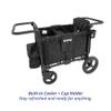 Keenz MOOV 4-Passenger All-Terrain Stroller Wagon with Reclining Seats, Built-in Cooler, Push/Pull Handle, Rubber Wheels, and Activity Tray  Foldable Wagon for Four Kids, Black view 3