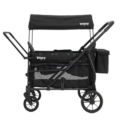 Keenz Viva 4-Passenger Compact Stroller Wagon for Kids with Foldable Frame, Push/Pull Handle, EVA Wheels, and Mosquito Net Canopy  Lightweight Wagon for Families, Black