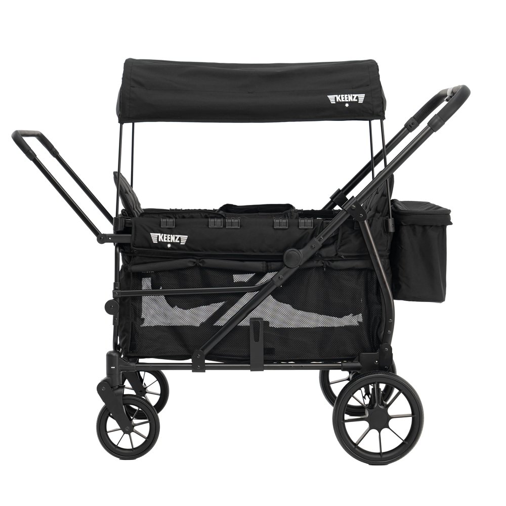 Keenz Viva 4-Passenger Compact Stroller Wagon for Kids with Foldable Frame, Push/Pull Handle, EVA Wheels, and Mosquito Net Canopy  Lightweight Wagon for Families, Black