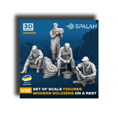 SPALAH 30735 1/35 Set of Figures Modern Soldiers on a Rest 3D Printed Resin kit Scale Model/Replica