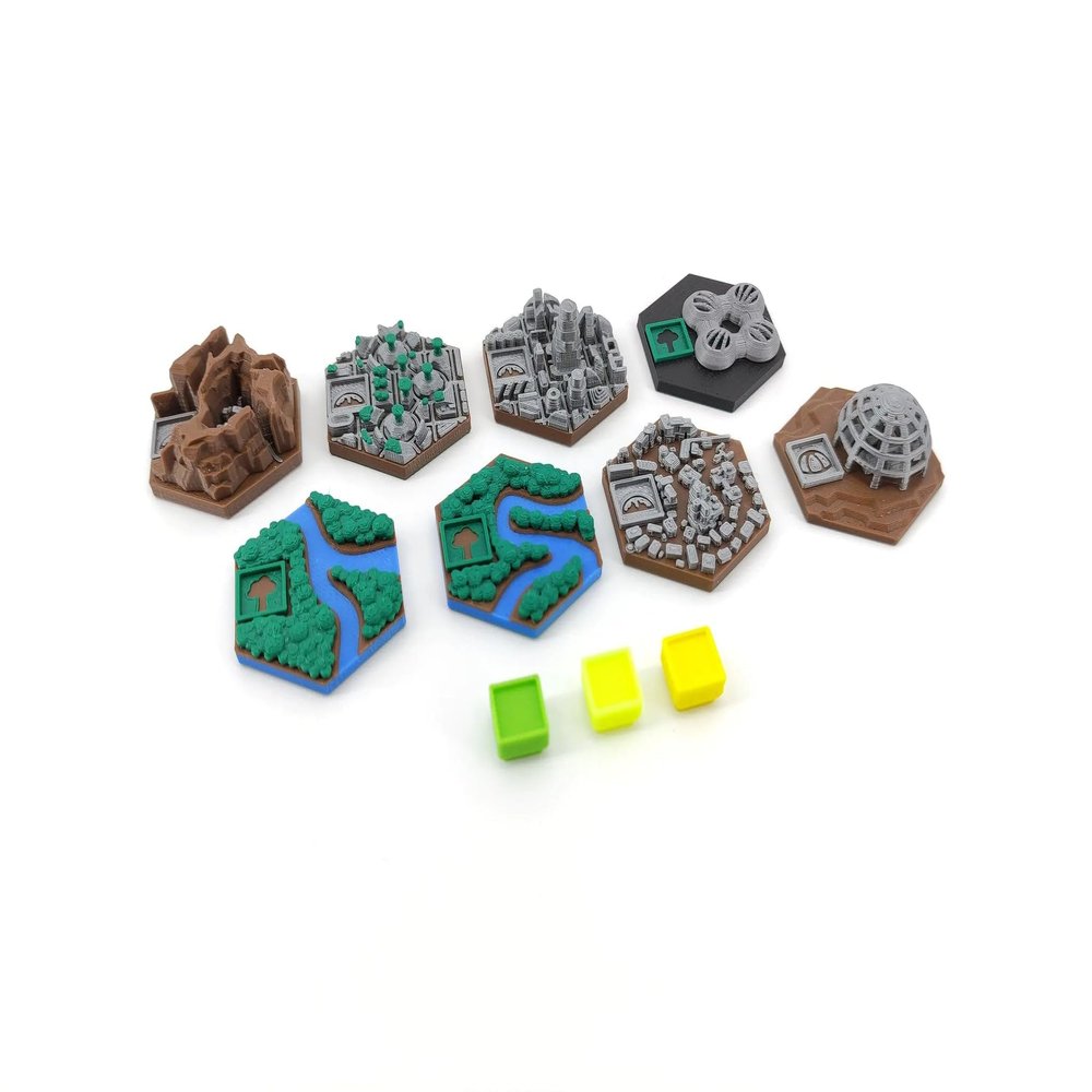 8 Tiles Paket for Terraforming Mars Board Game Fan Expansion Ides of Mars - Color Scheme A