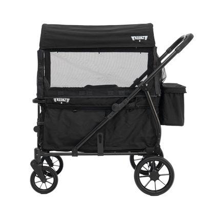 Keenz Viva 2-Passenger Compact Foldable Stroller Wagon with Canopy, Hybrid Push Pull Handle, EVA Wheels, and Storage  Lightweight Stroller Wagon for Toddlers and Kids, Black