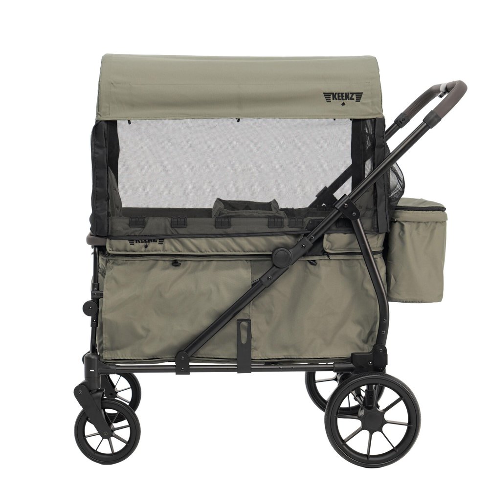 Keenz Viva 4-Passenger Compact Stroller Wagon for Kids with Foldable Frame, Push/Pull Handle, EVA Wheels, and Mosquito Net Canopy Lightweight Wagon for Families, Green