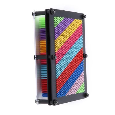 BTSEURY 3D Pin Art Board, Colorful Plastic Pins with Sturdy Transparent Frame for Kids and Adults, Create Amazing 3D Sculptures (Black Bottom Large Size)