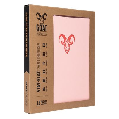 12-Pocket Trading Card Binder, 480 Card Capacity, "Stay-Flat" Design, Water-Resistant by Goat Armor (Pink)