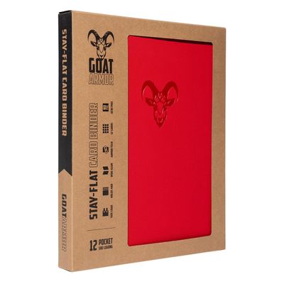 12-Pocket Trading Card Binder, 480 Card Capacity, "Stay-Flat" Design, Water-Resistant by Goat Armor (Red)