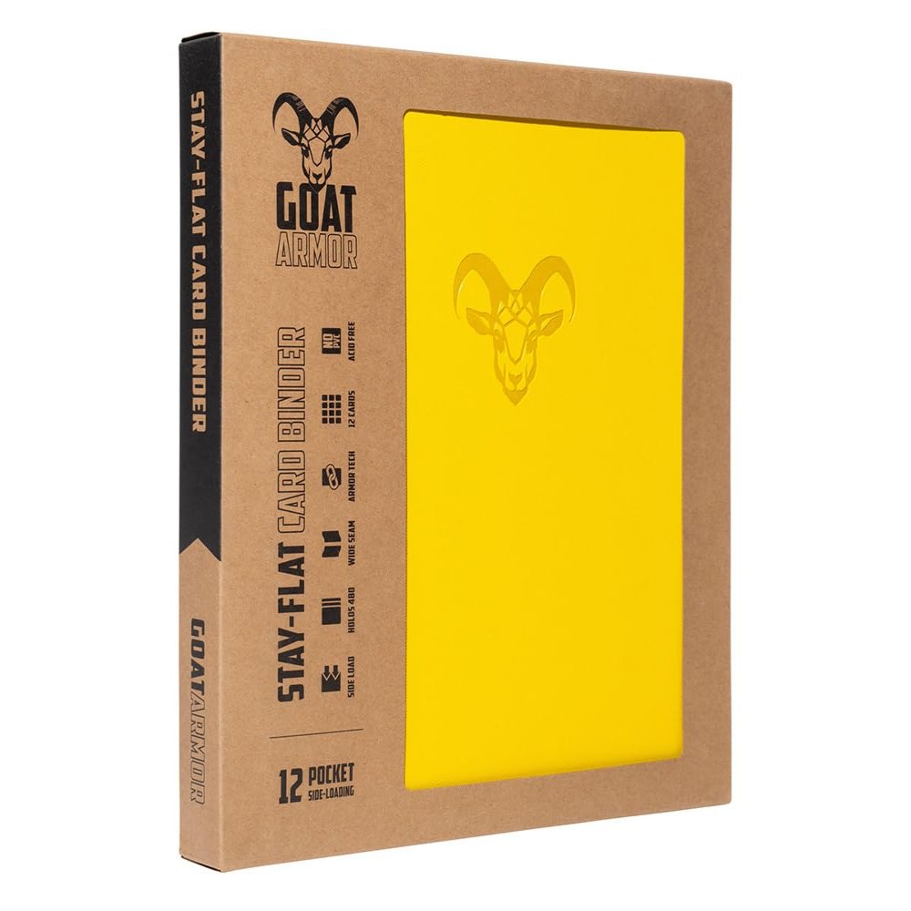 12-Pocket Trading Card Binder, 480 Card Capacity, "Stay-Flat" Design, Water-Resistant by Goat Armor (Yellow)