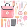 UMU Wooden Mini Doctor Kit for Kids 14 pcs Medical Playset for Toddlers with Stethoscope, Syringe, Doctor Bag, Blood Pressure Cuff & More Pretend Play Set for Girls Ages 3 4 5 6 view 1
