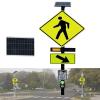 Solar-Powered LED Pedestrian Crossing Sign Aluminum Traffic Warning Sign with Engineering-Grade Reflective Film Waterproof Road Safety Signs Pedestrian Walking for Outdoor Use(Small) view 1