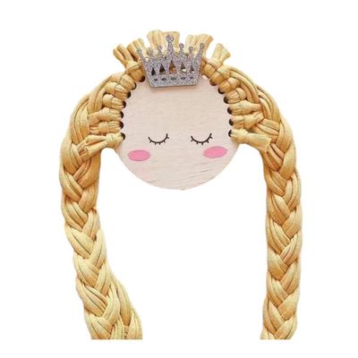 HOODANCOS Girl Hair Bow Holder and Hair Clip Organizer Hanging Storage Rack with Colorful Braid Doll Face Wall-mounted Hairpins Storage for Accessories