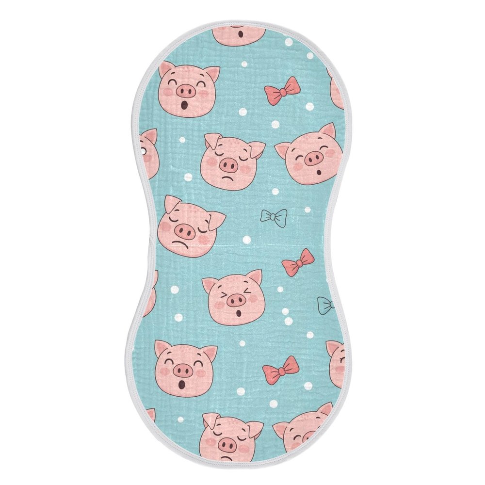 Emelivor Funny Pigs Blue Pattern Muslin Burp Cloths for Baby Super Soft Baby Burp Cloths Absorbent Baby Washcloths Towel Burp Bibs Burping Spit Up Rags for Newborn Girls Boys Babies