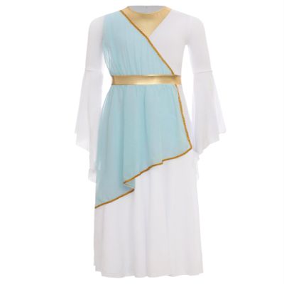 Fldy Greek Toga Costume for Girls Ancient Greece Mythos Themed Outfit Roman Nobility Cosplay Costume Light Blue 8 Years