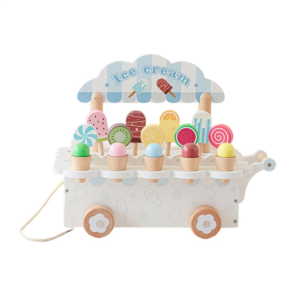 Genrico Ice Cream Shop Toy - Wooden Pretend Play - Children's Dessert Kitchen Toys - for Birthday Parties, Boys and Girls Ages 3 to 6 Years, Kitchen, Supermarket and Picnic
